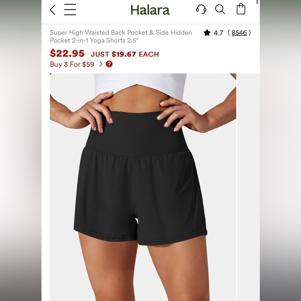 Halara Black High-Waist Women's Active Shorts - Picture 6 of 13